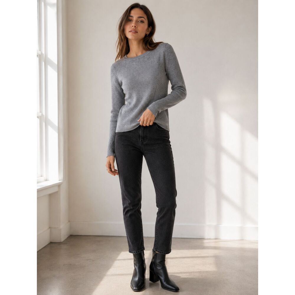 Karen Millen Women S Gray Wool Blend Knit Sweater Long Sleeve Minimalist Chic